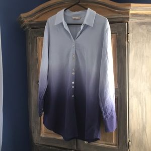 Soft Surroundings Indigo Ombré Long Shirt Size Sm